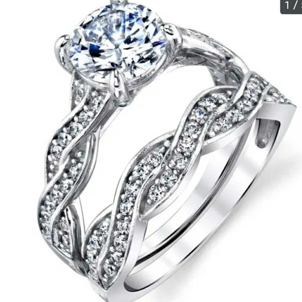 Oliveti Cubic Zirconia Engagement Ring Set size 7